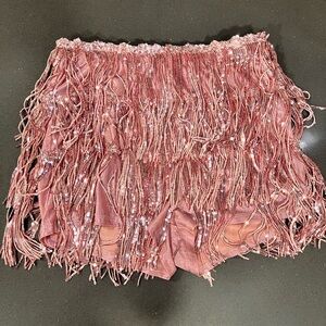 Fashion Nova Pink Fringe High Waist Shorts